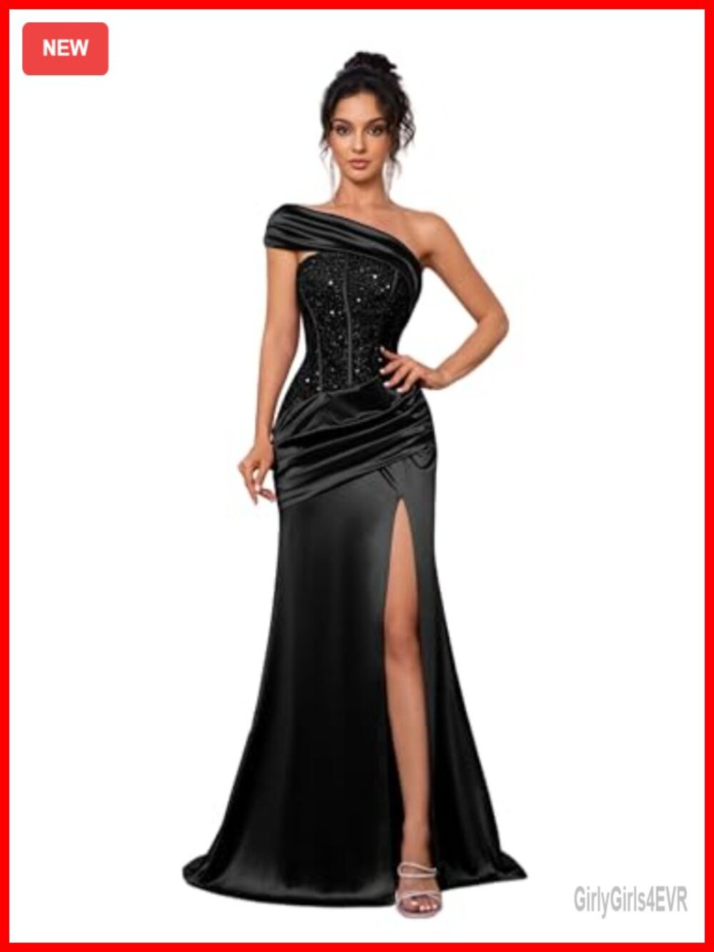 Sequin One Shoulder Mermaid Prom Dress Formal Evening Gown Backless